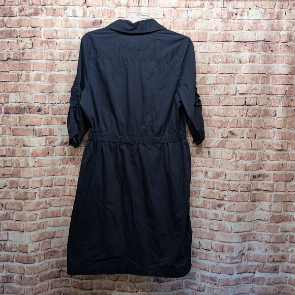 Converse  Blue Button-Up Dress with Adjustable Sleeves and Pockets Size Large - Picture 8 of 13